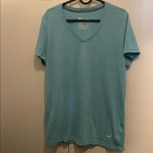Nike blue v-neck dri fit t-shirt,